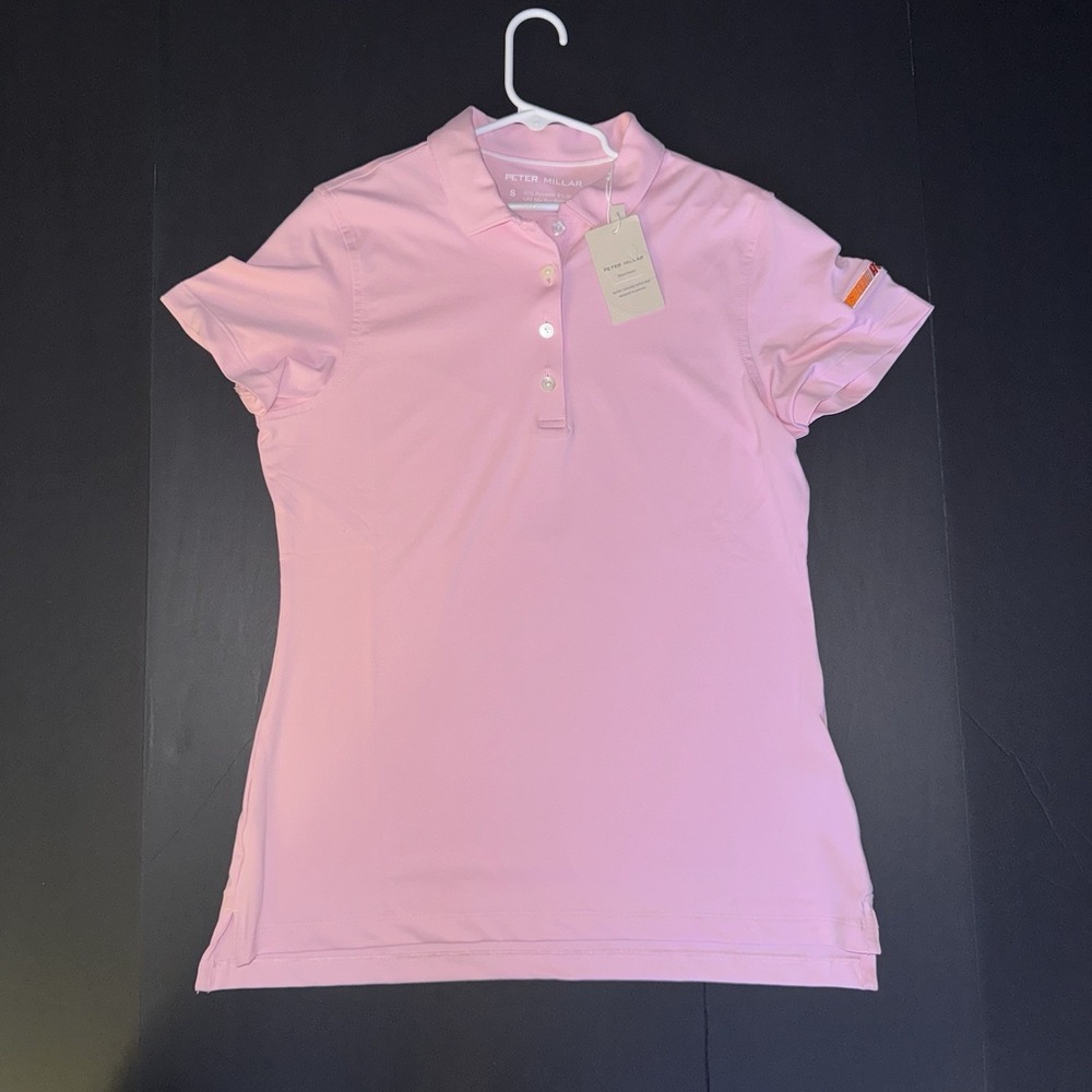 Women's Small Peter Millar Pink Golf Polo Shirt AutoZone Logo UPF 50+ Collared